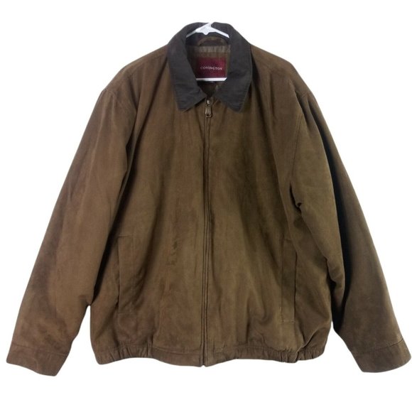 Covington Jackets & Coats Covington Mens Jacket Microsuede Full Zip Coat Brown Size Xl Work